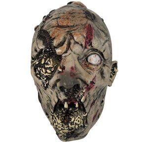 Halloween Rotting Hanging Severed Head Zombie Maggots Bugs Infested Prop Decor